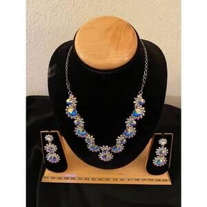 NEW DONNA VINCI women's j144 necklace and earrings jewelry set in blue